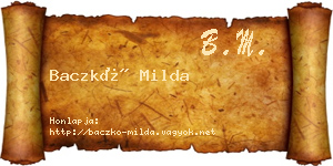 Baczkó Milda névjegykártya